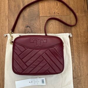 Tory Burch Burgundy Quilted Crossbody Bag